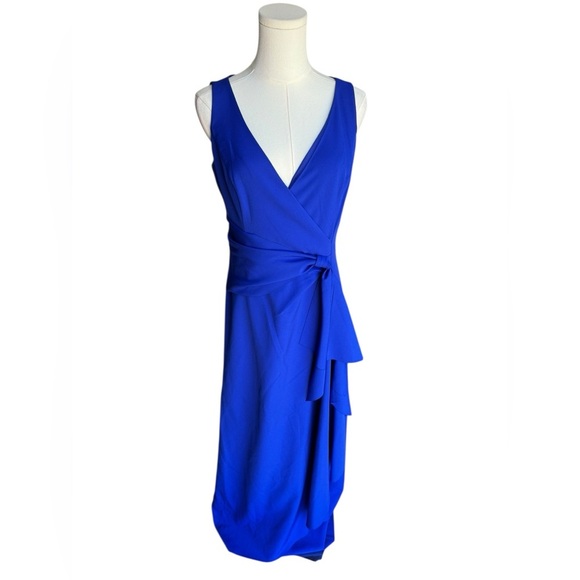 Marina - NWT Royal Blue Wrap Front Sleeveless Evening Gown Dress Sz 6 - Picture 12 of 12